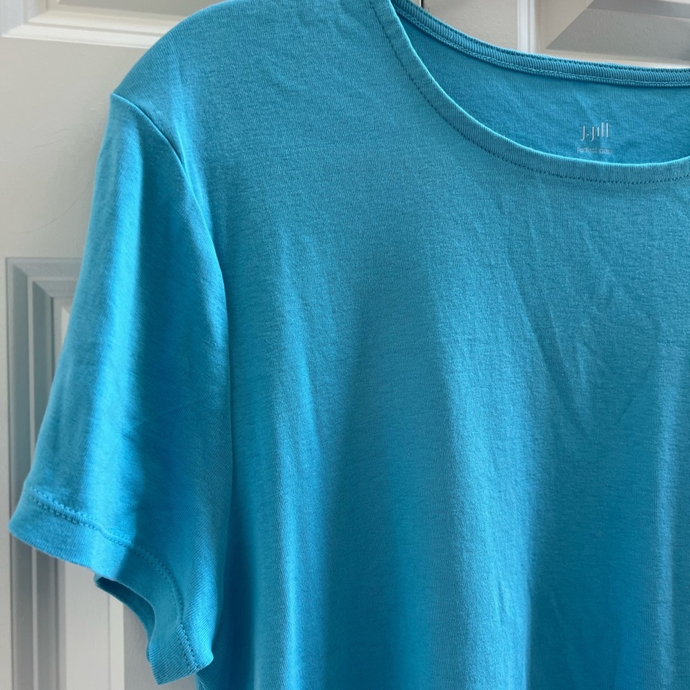 J. Jill Teal Crew-Neck Shirttail Tee - Size XL - Picture 4 of 9